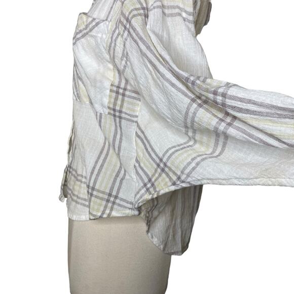 Free People Cutie Plaid Button Front Dolman Sleeve Top Women’s Medium - Picture 5 of 11